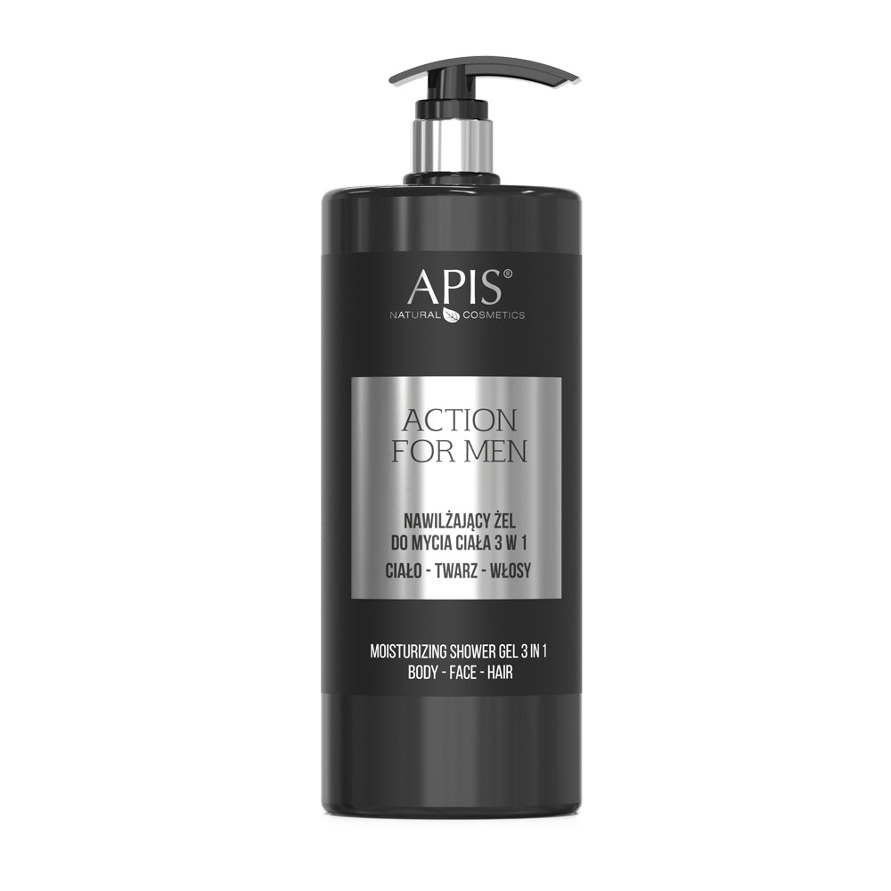 Front view of Apis Action for Men 3-in-1 Body Wash Gel 1L