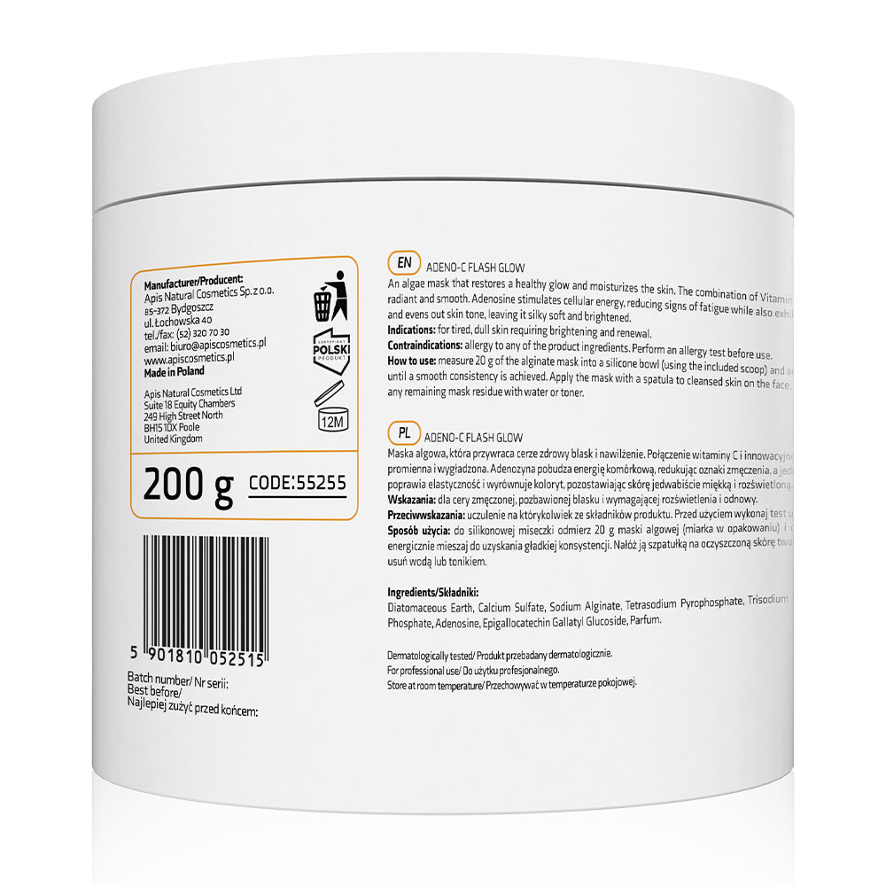 Back label of a white container with text and a barcode on a white background