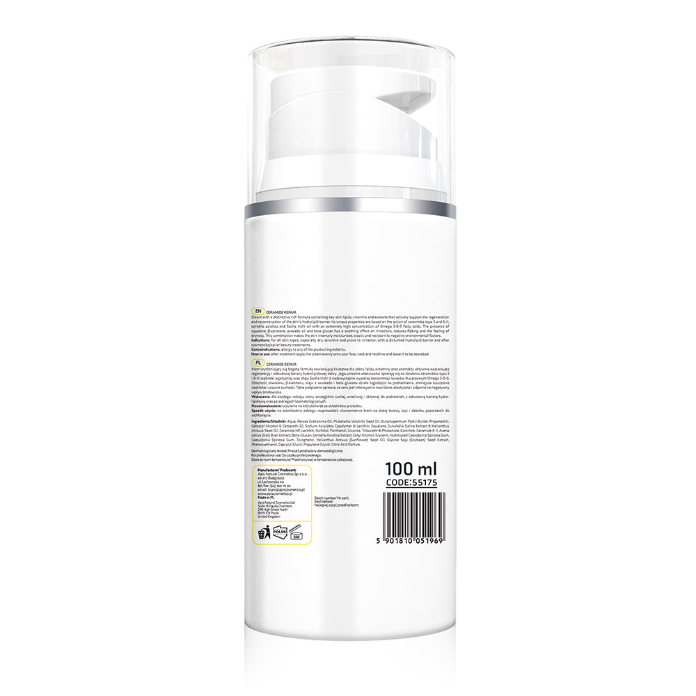 Skincare bottle with label on a white background