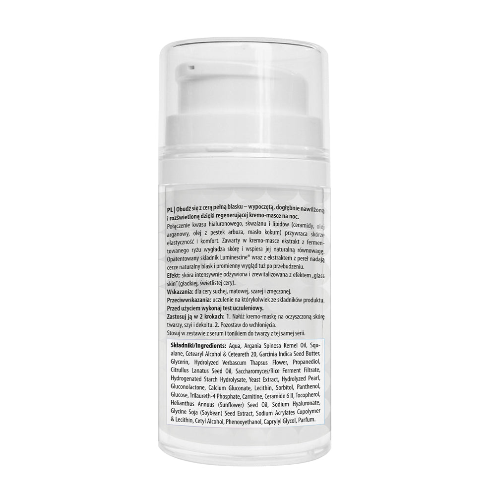 Cosmetic container with a label on a white background