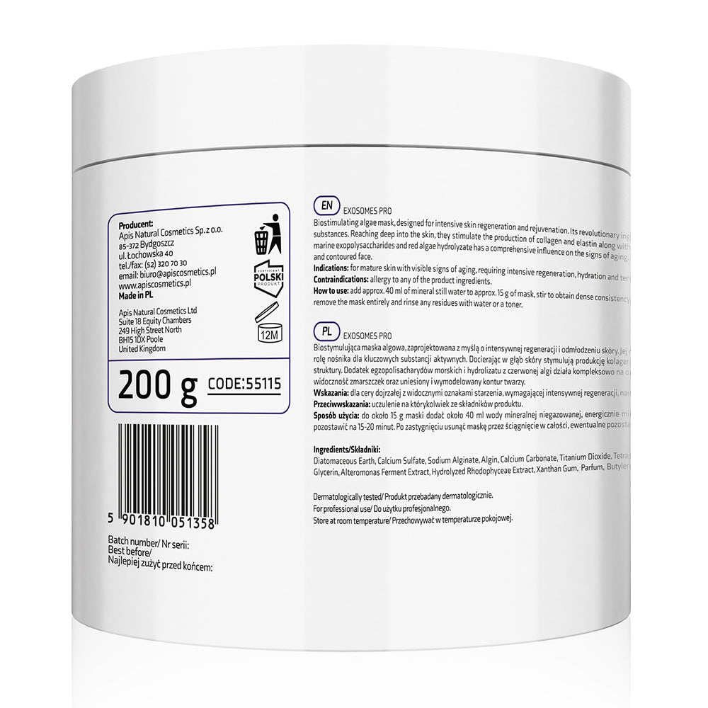 Back label of a cosmetic product container with text and bar code on a white background