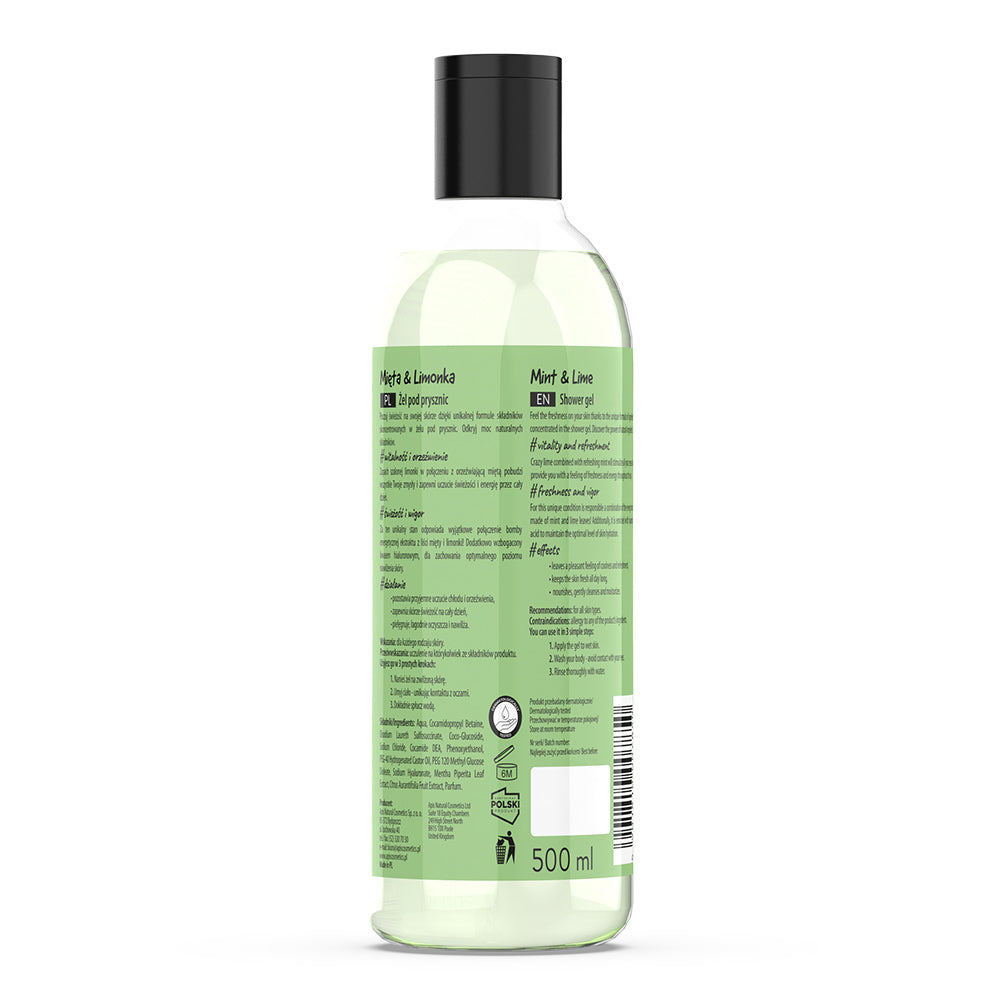 Bottle of shampoo with a green label on a white background