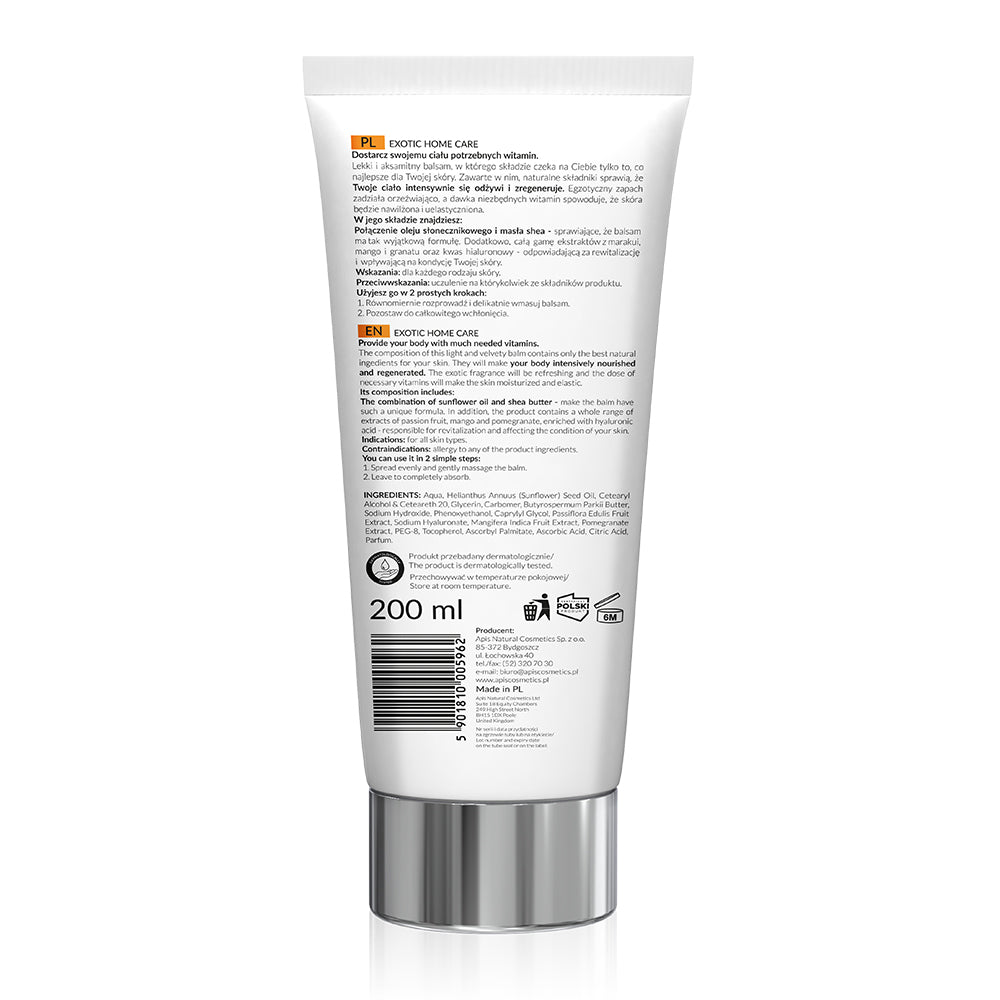 Back view of Apis Exotic Vitalising Body Balm 200ml tube