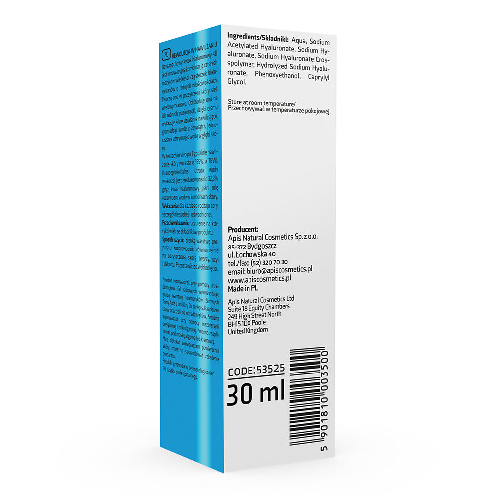 Back view of Apis Hyaluron 4D Intensive Hydration Serum 30ml packaging