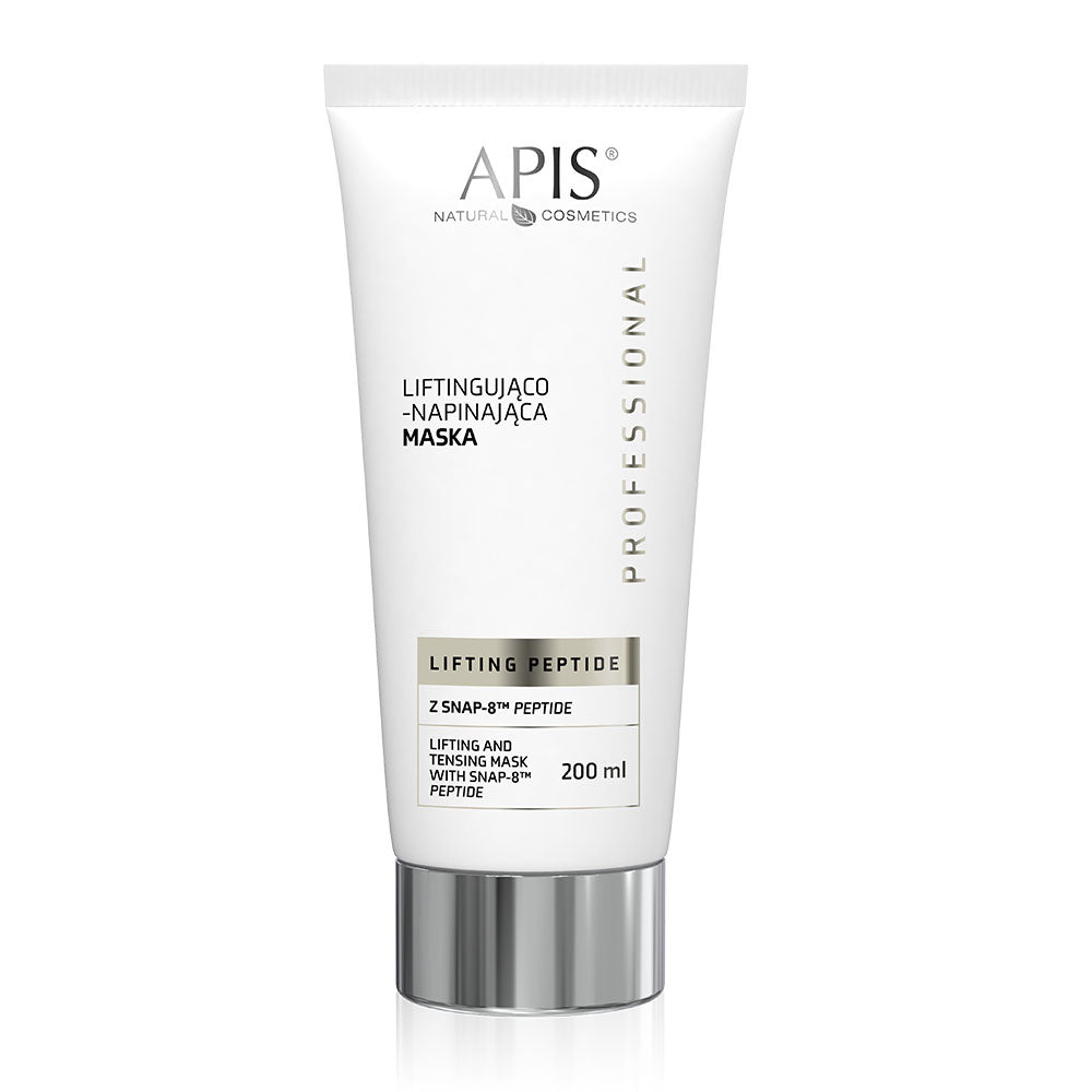 Tube of APIS Natural Cosmetics lifting peptide mask on a white background