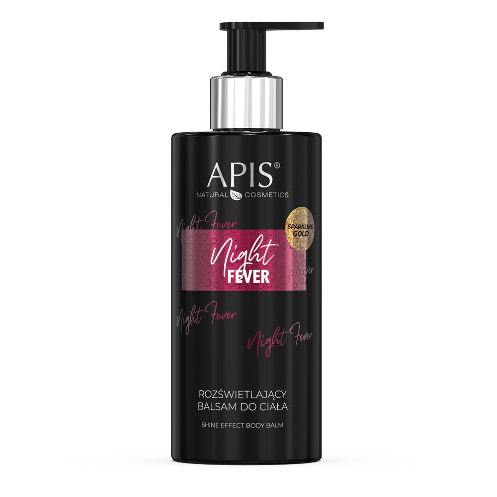 Black bottle of Apis Natural Cosmetics Night Fever body balm on a white background