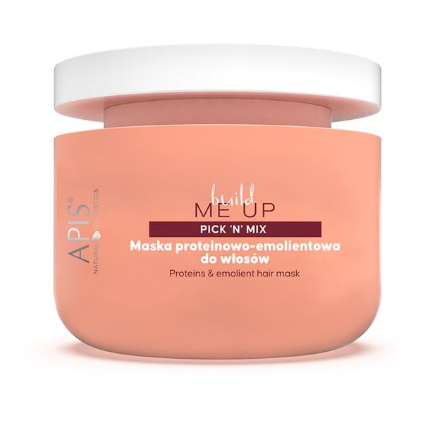 Pink hair mask jar with white lid on a white background