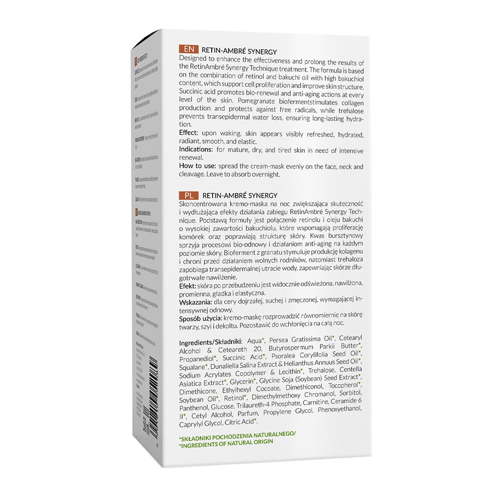 Back view of Apis Retin-Ambre Night Cream-Mask 50ml packaging