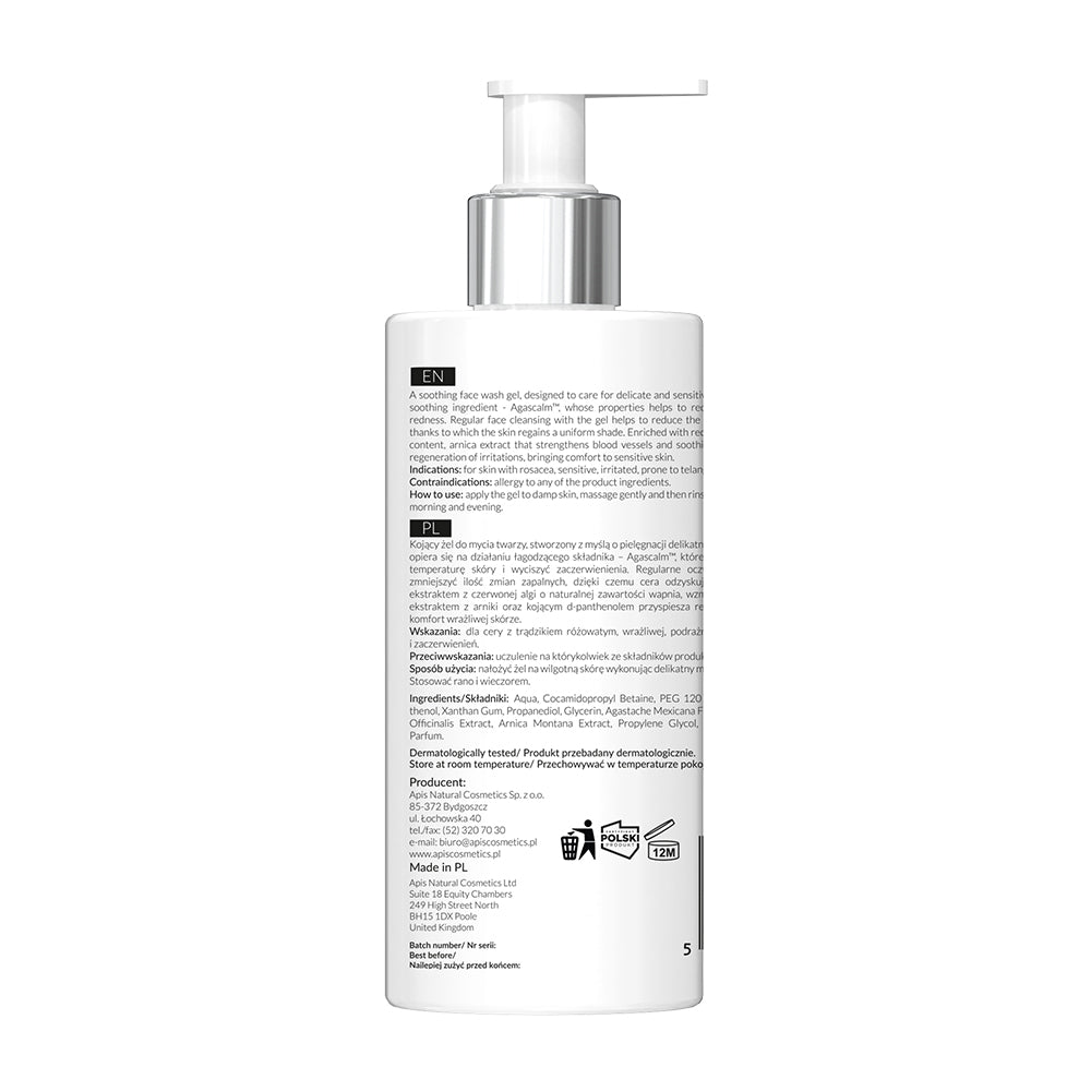 Back view of Apis Rosacea-Stop Facial Cleansing Gel 300ml bottle