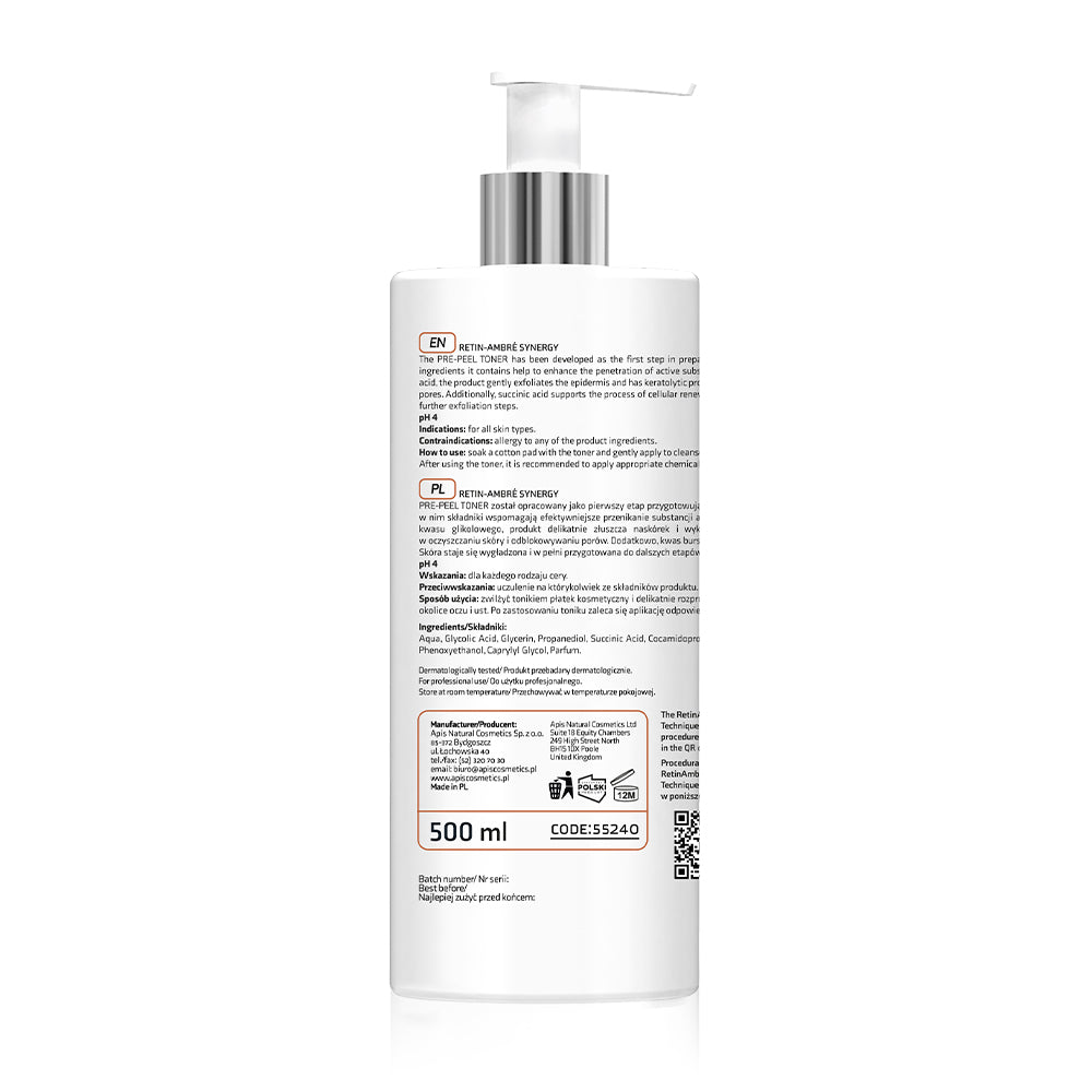 Back view of Apis Retin-Ambre Pre-Exfoliation Toner 500ml bottle