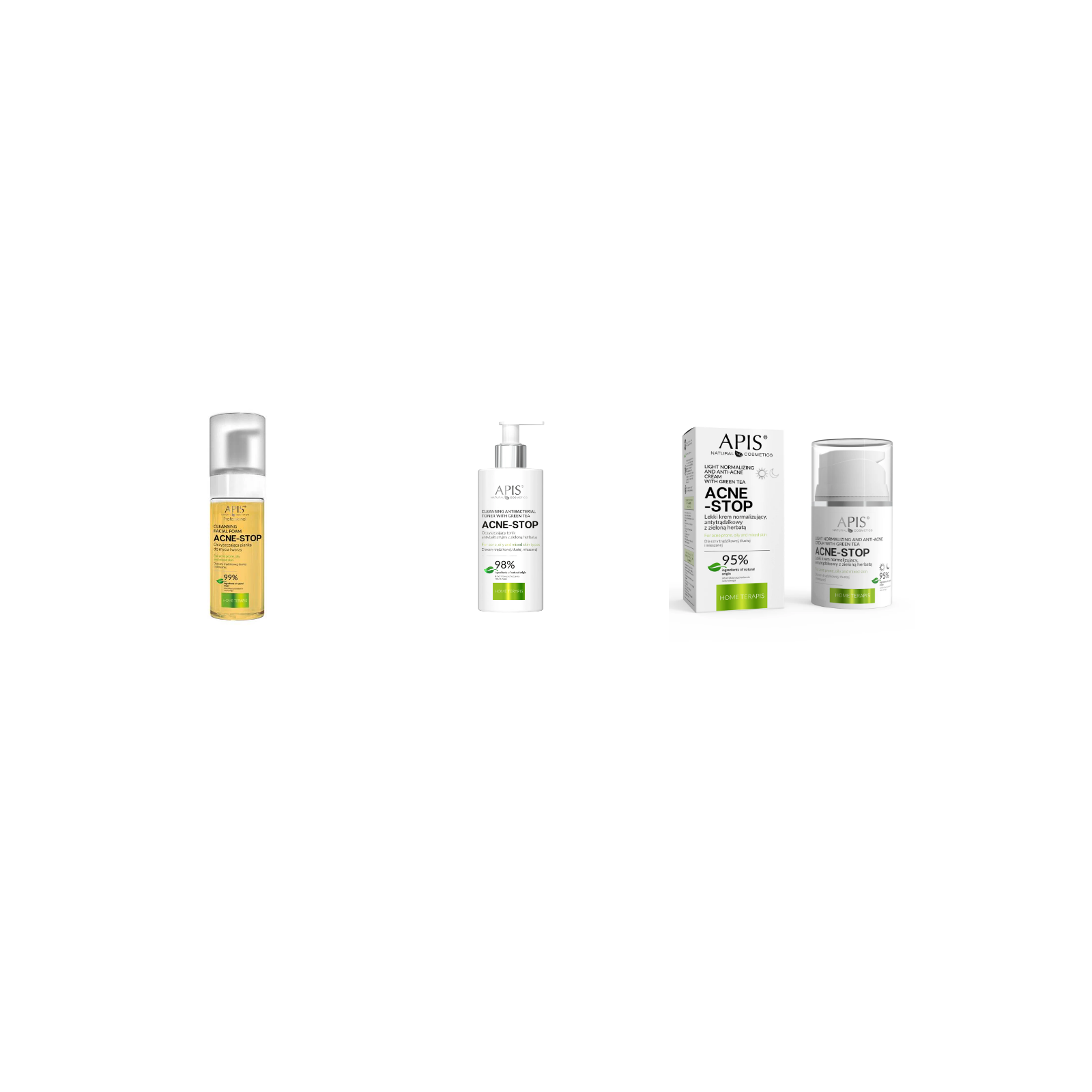 Apis Acne-Stop Clear Skin Routine bundle products on white background
