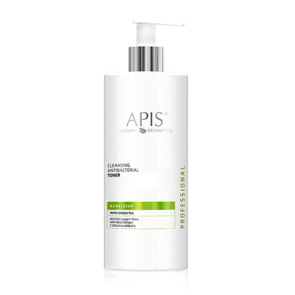 Front view of Apis ACNE-STOP antibacterial cleansing toner with green tea 500 ml