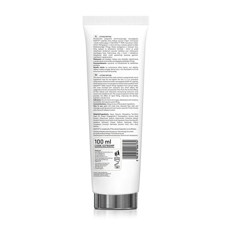 Back view of Apis Lifting Peptide tightening mask with SNAP-8 peptide 100 ml