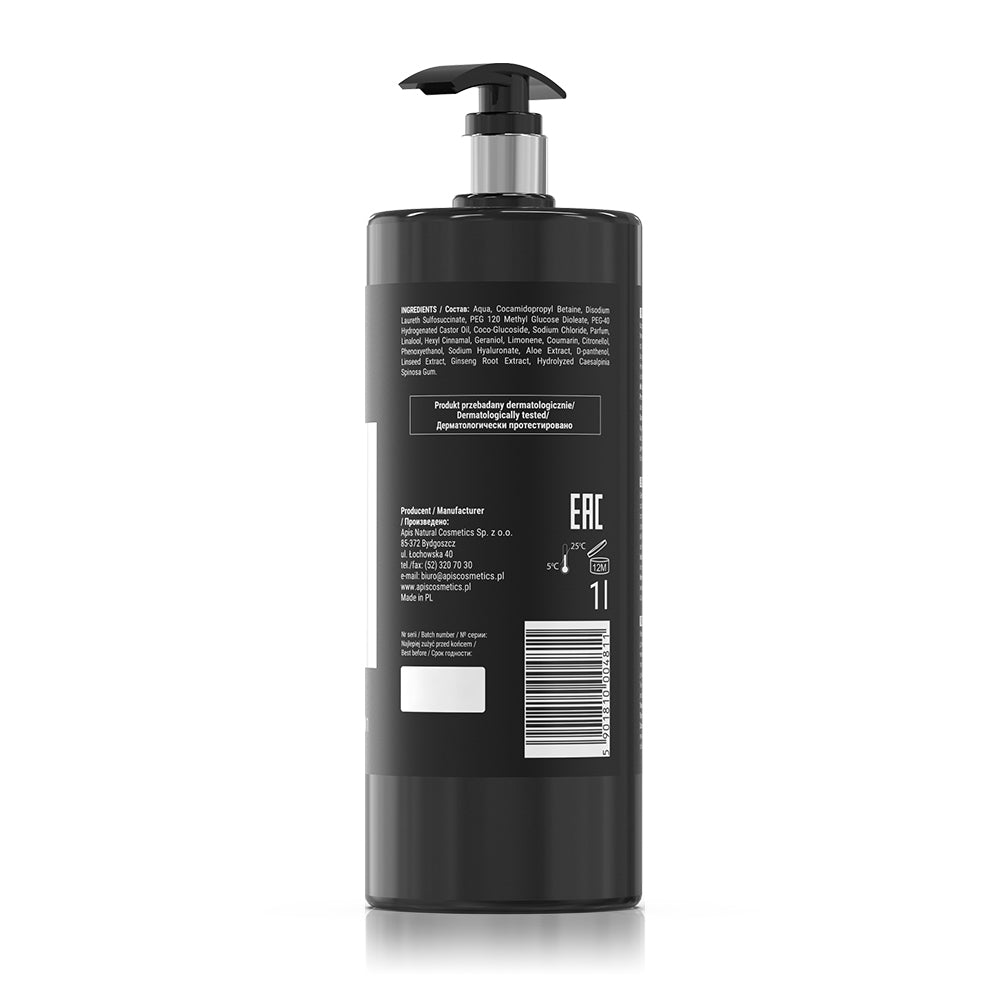 Back view of Apis Action for Men 3-in-1 Body Wash Gel 1L