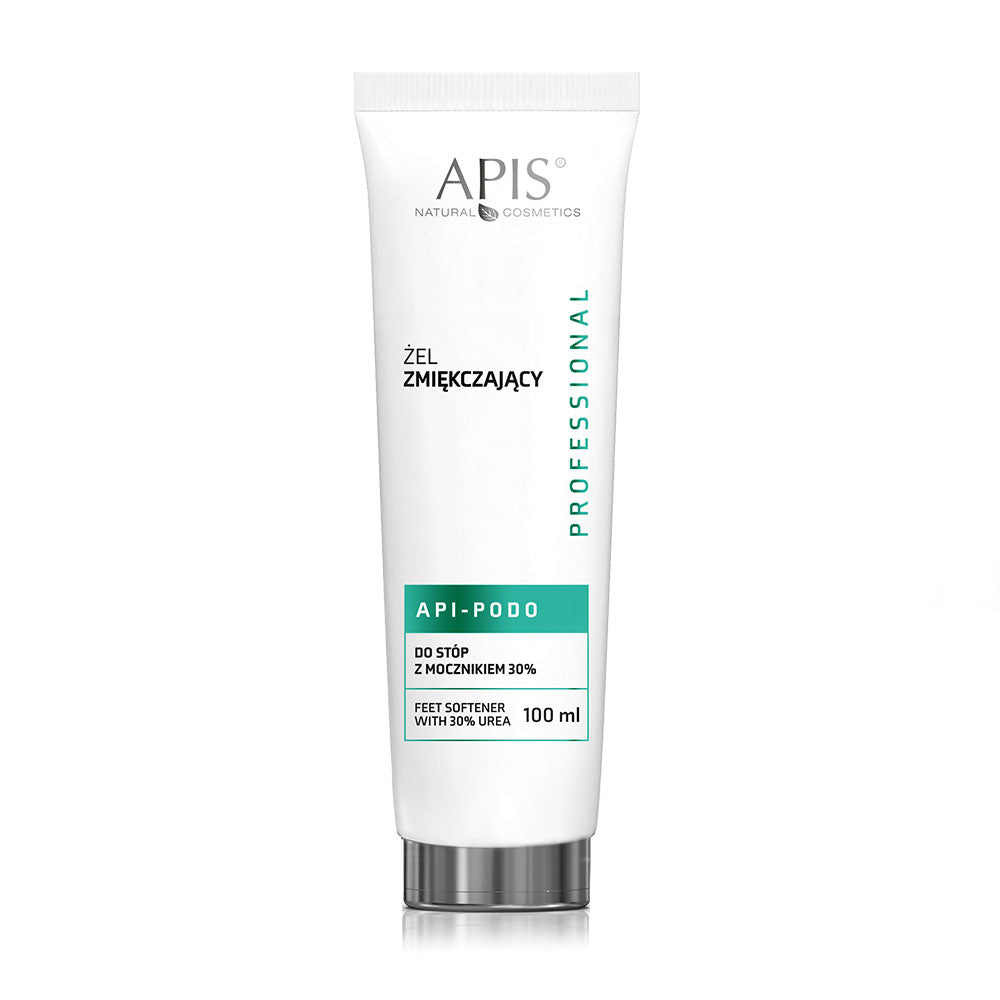 Tube of Apis Natural Cosmetics foot softener on a white background