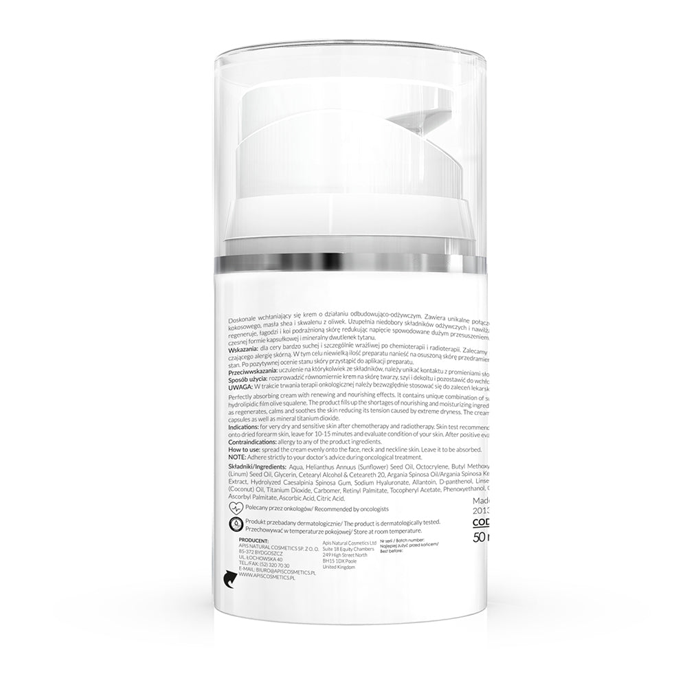 Skincare product with label on a white background