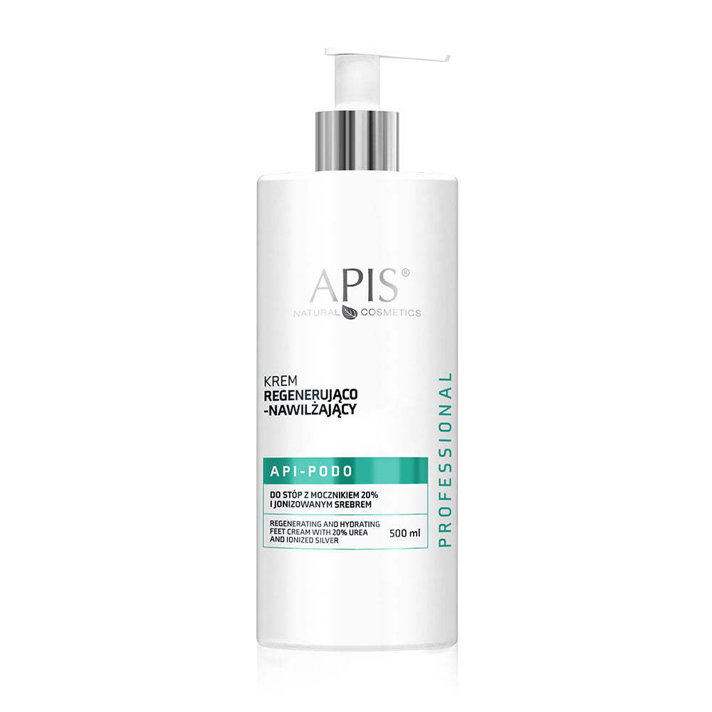 Apis APIS API-PODO Regenerating &amp; Moisturising Foot Cream with 20% Urea and Ionised Silver – Intensive hydration for dry, rough feet | 500ml