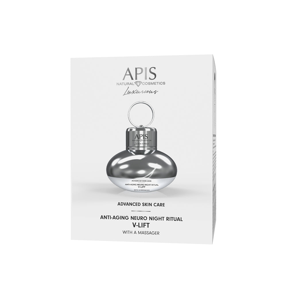 Front view of Apis Advanced Skin Care V-Lift Night Cream with Massager 50ml