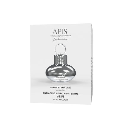 Front view of Apis Advanced Skin Care V-Lift Night Cream with Massager 50ml