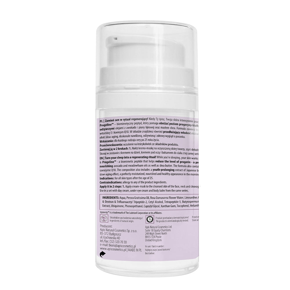 Cosmetic container with a label on a white background