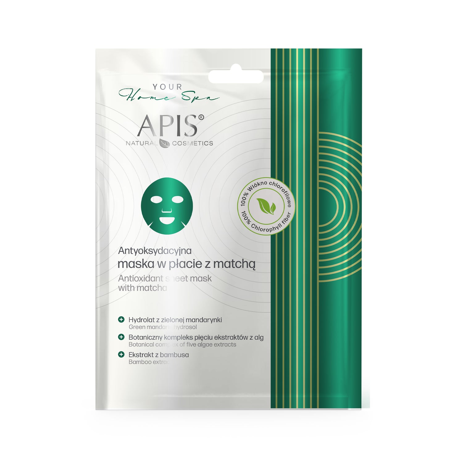 Front view of Apis Antioxidant Sheet Mask with Matcha 20g