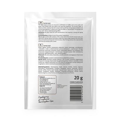 Apis COFFEE SHOT Bio-revitalising Algae Mask with Coffee Acid &amp; Arabica Beans | 20g