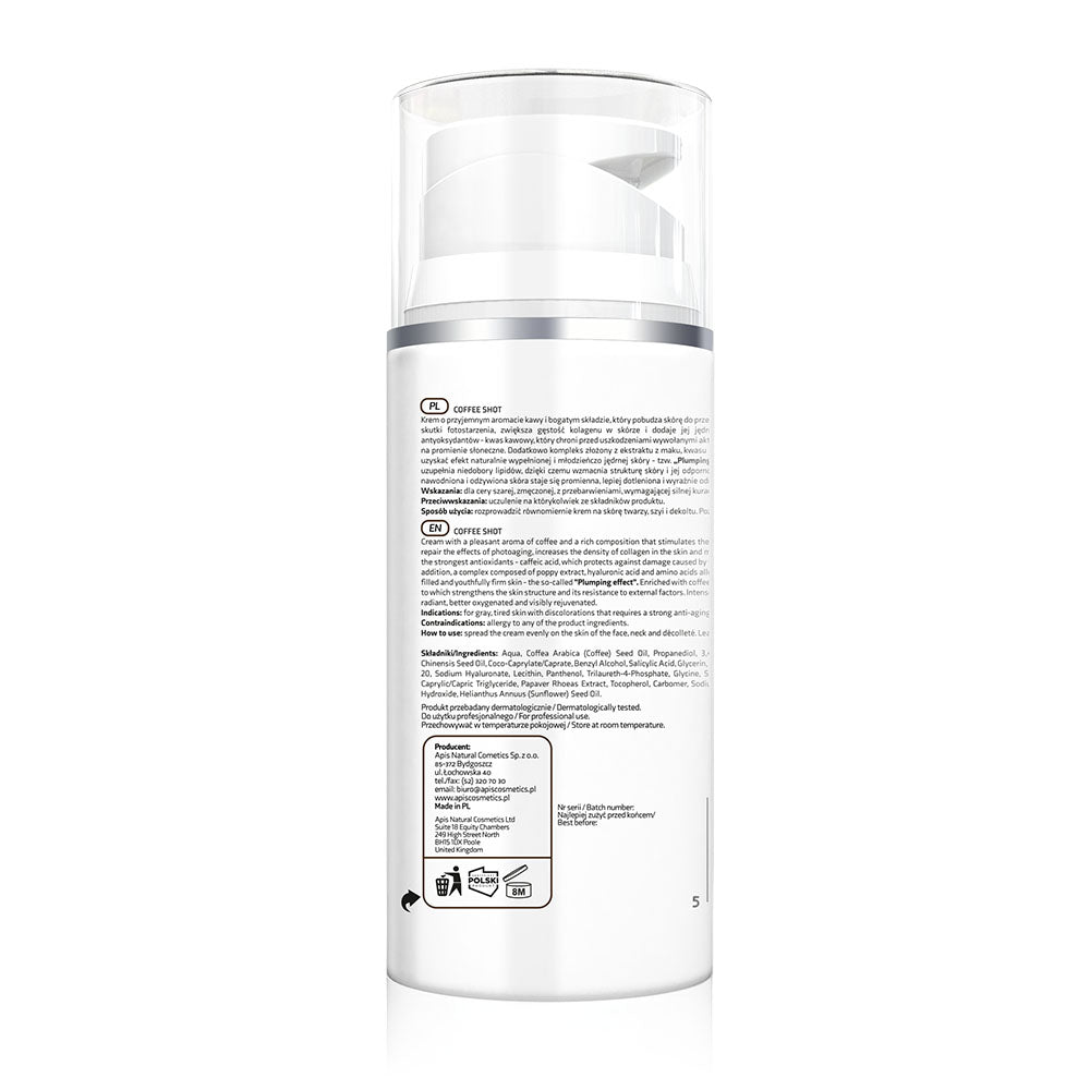 Skincare bottle with label on a white background