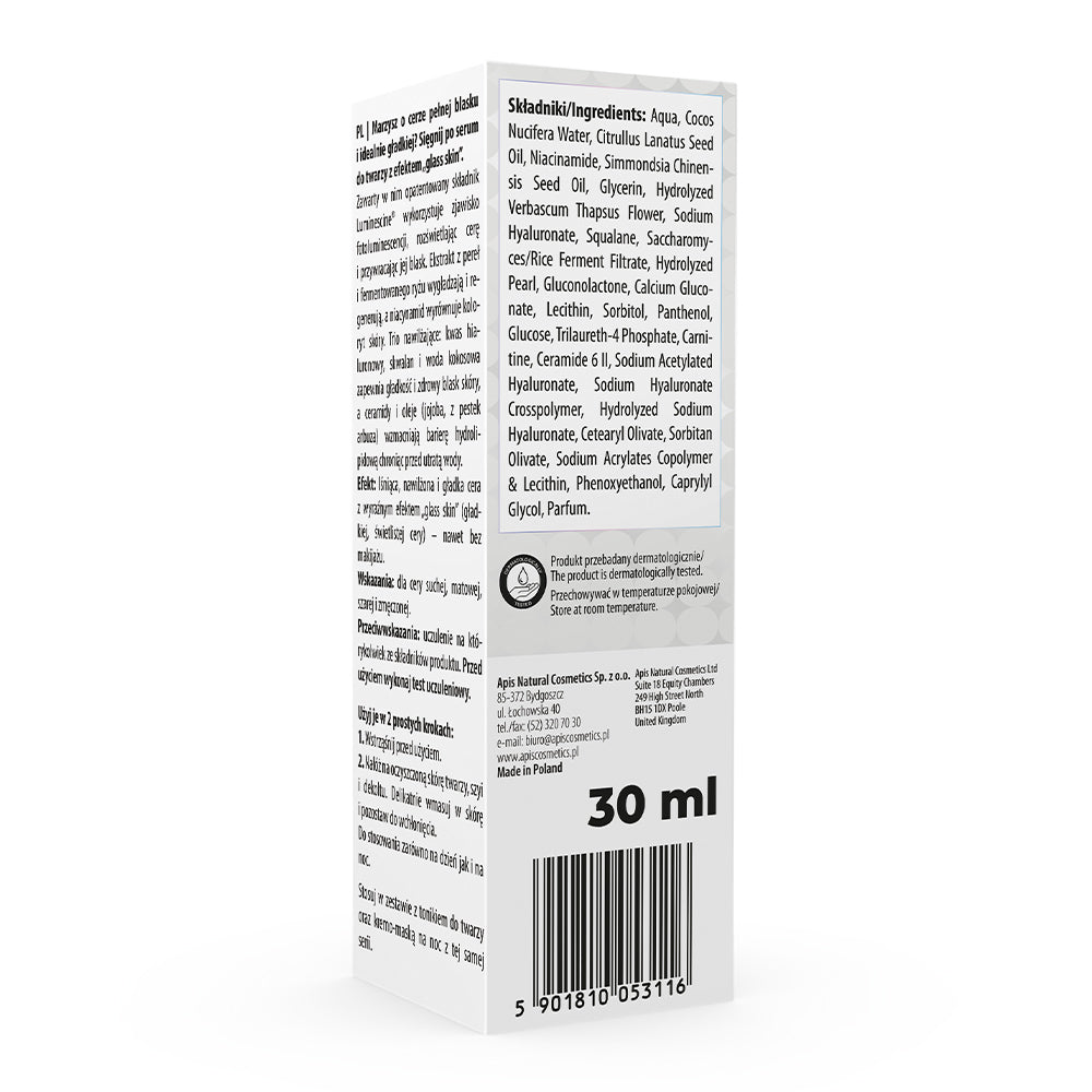 Back label of a cosmetic product with ingredients list and branding on a white background