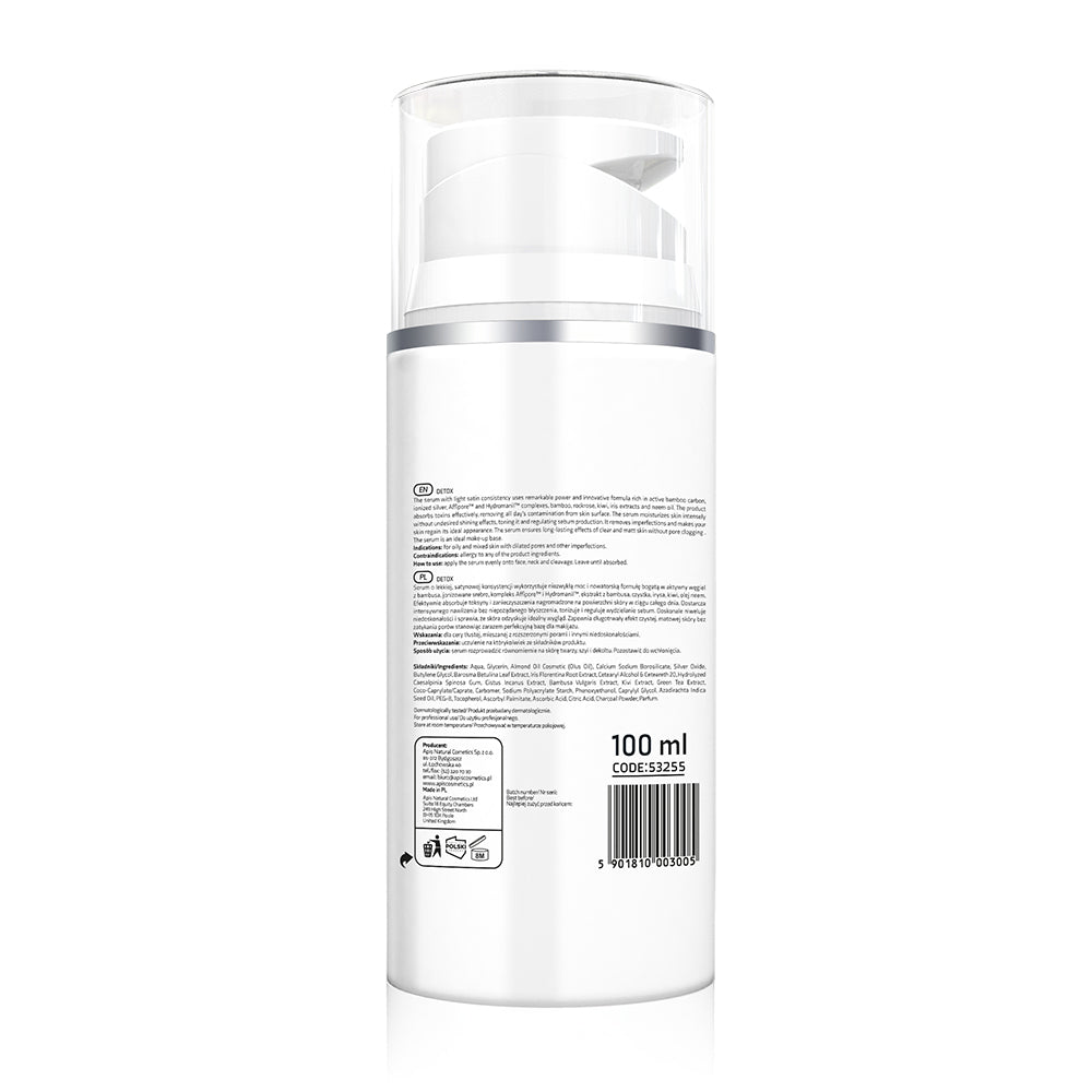 Back view of Apis Detox Face Serum 100ml bottle