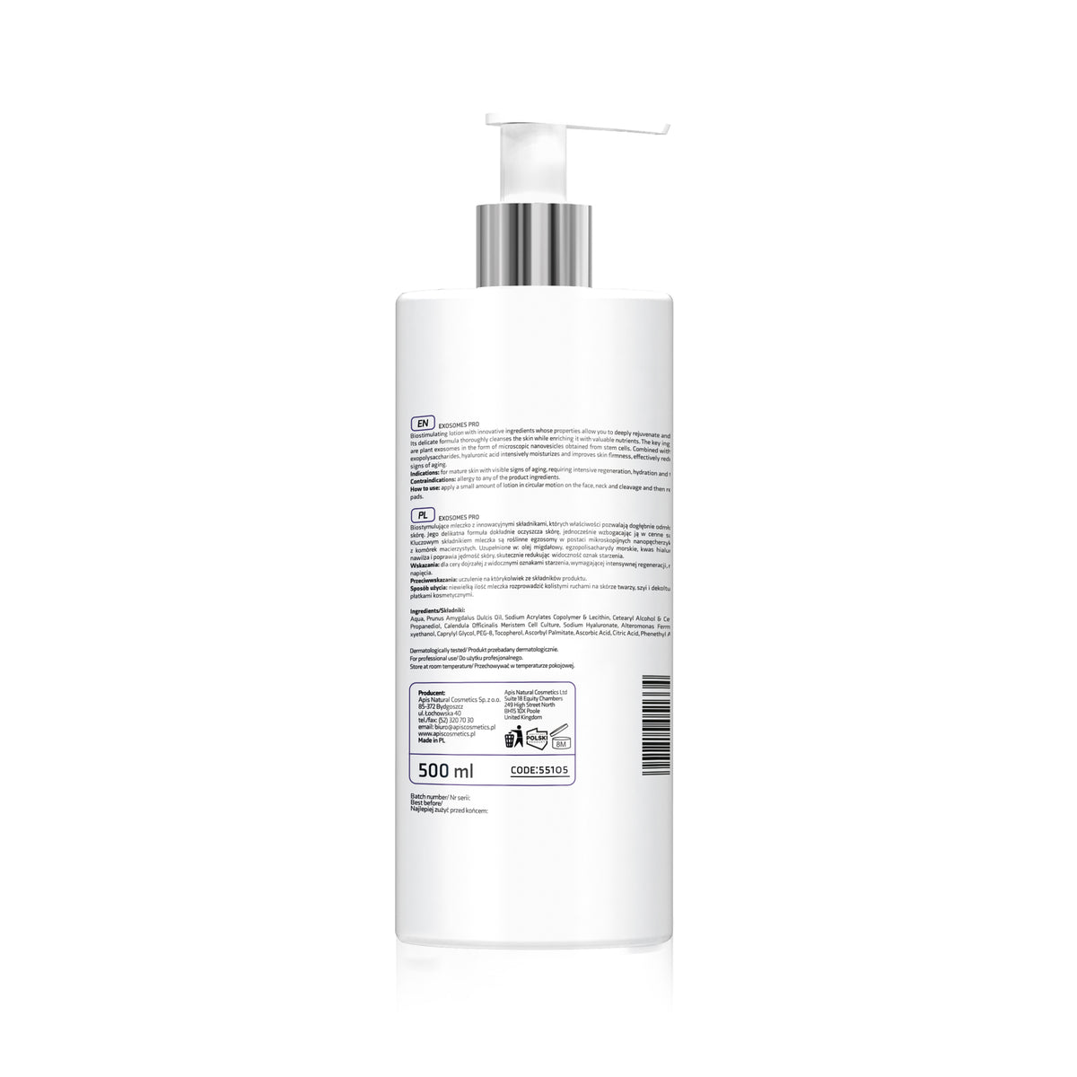 White bottle with a pump on a white background