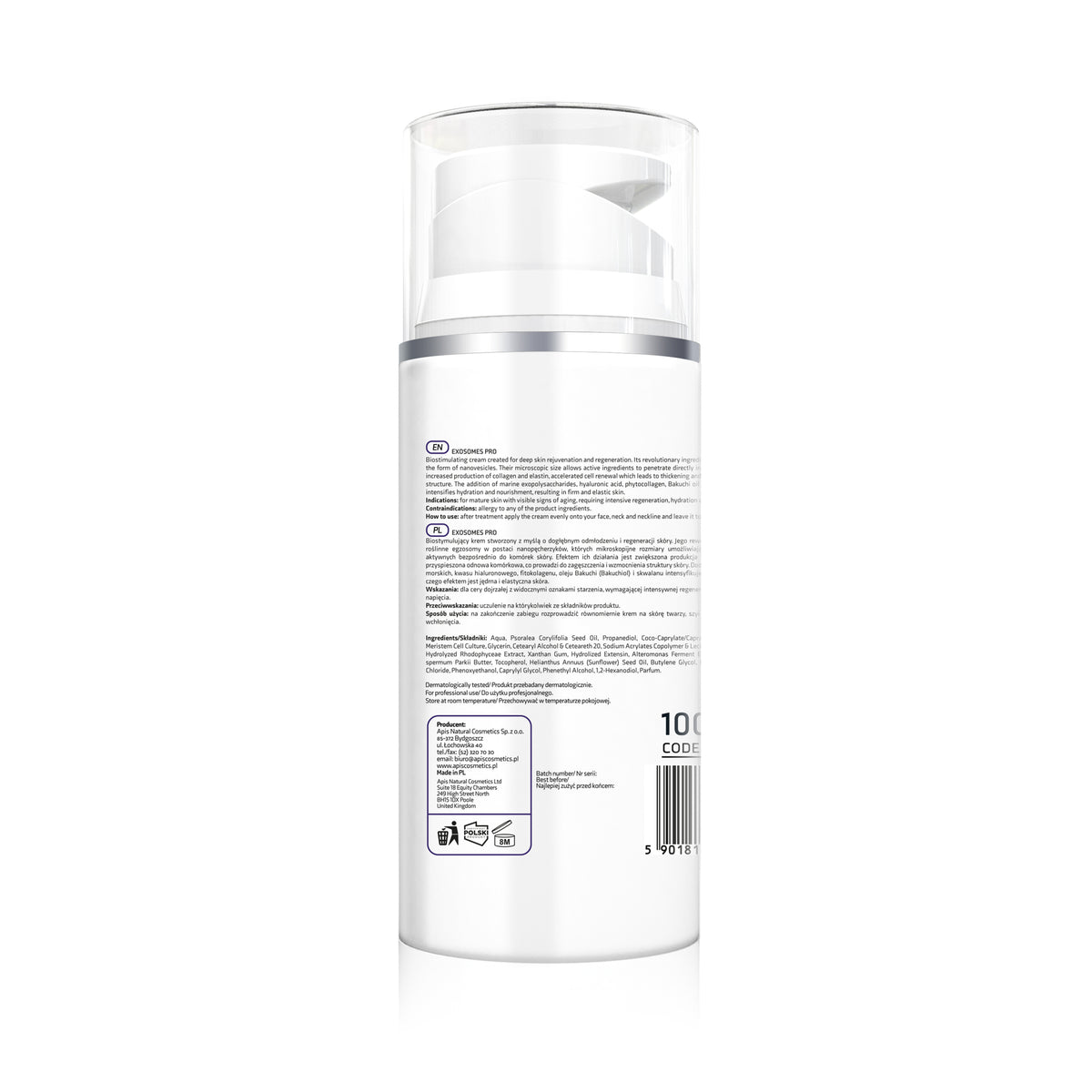 White foam bottle with text on a white background