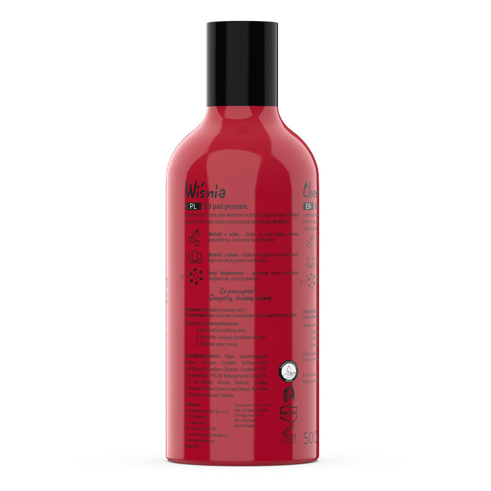 Red bottle with black cap on a white background