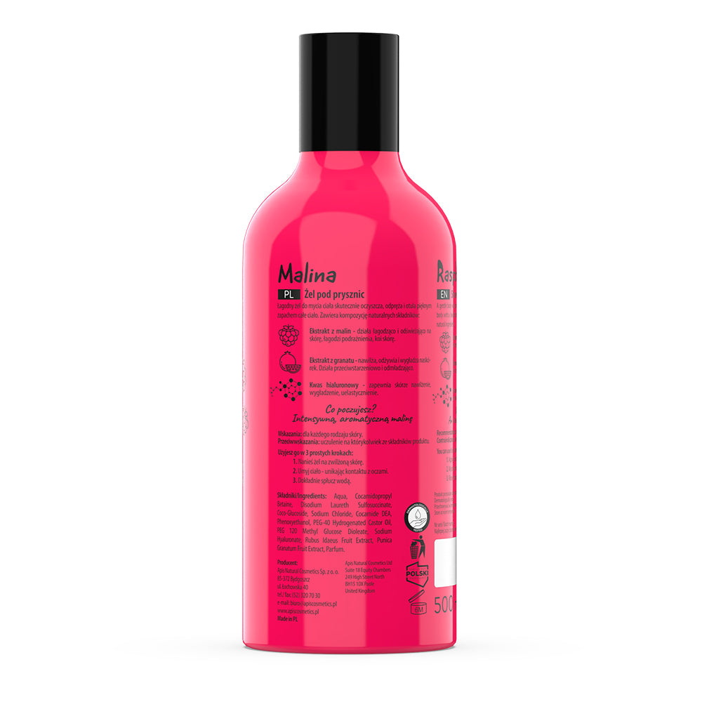 Pink shampoo bottle with black cap on a white background
