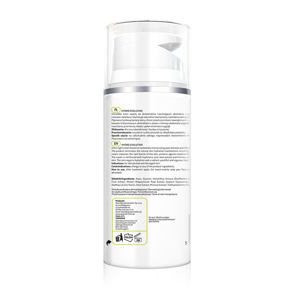 Back view of Apis Hydro Evolution Ultra-Light Face Cream 100ml