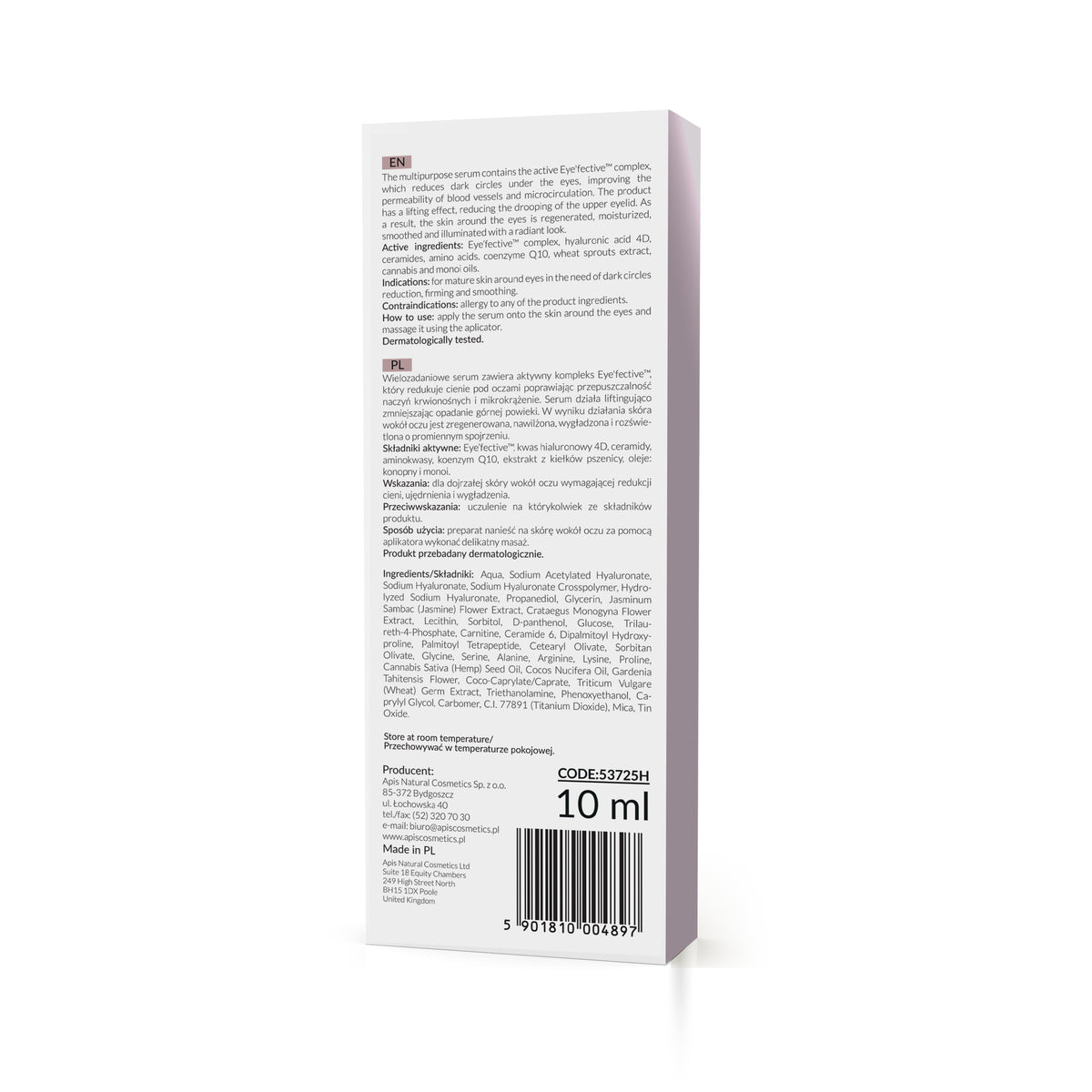 Back view of Apis Lifting Eye Serum with Eye&