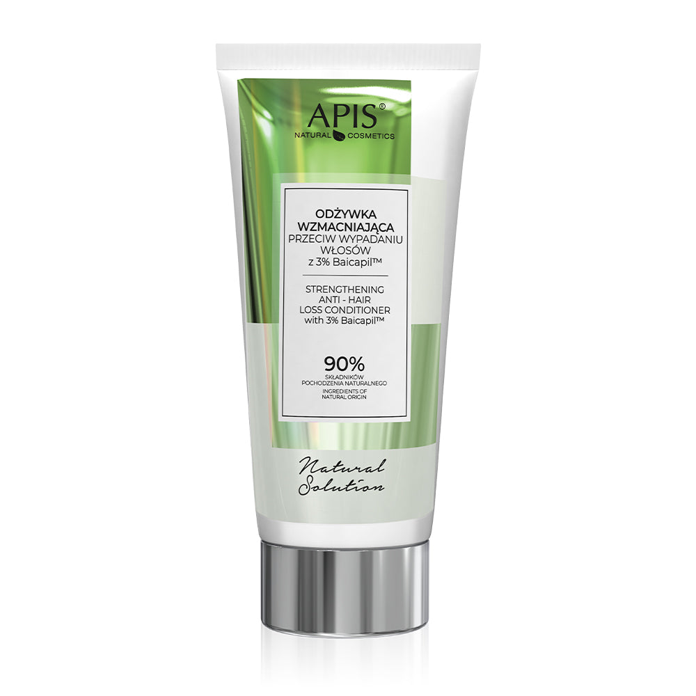 Tube of Apis Natural Cosmetics hair care product on a white background