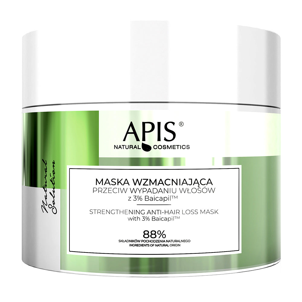 Apis Natural Cosmetics natural cosmetics strengthening anti-hair loss mask jar on a white background