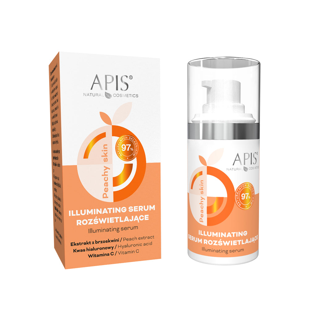 APIS Peachy Skin Illuminating Serum packaging on a white background