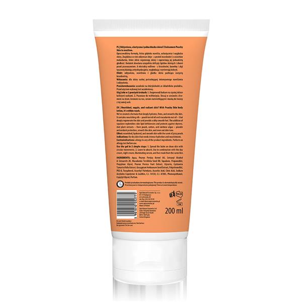 Back view of a skincare product tube with text and branding on a white background