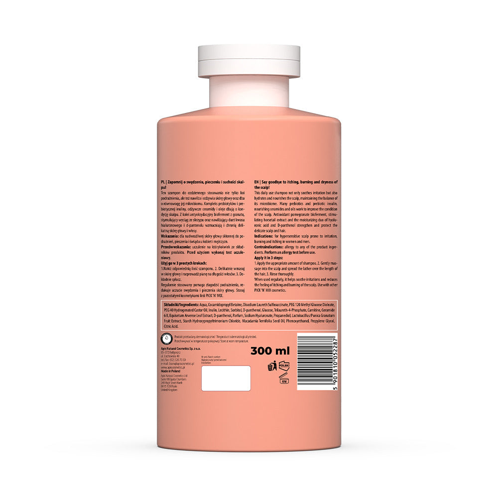 Pink bottle with a label on a white background