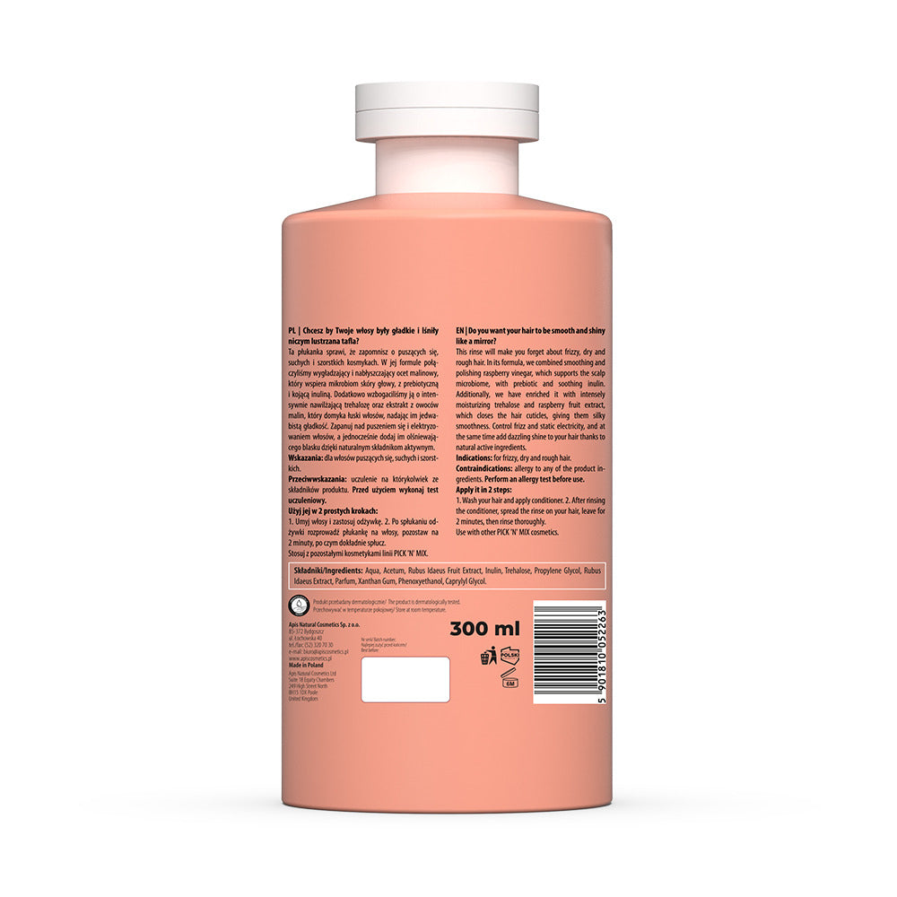 Pink bottle with a label on a white background