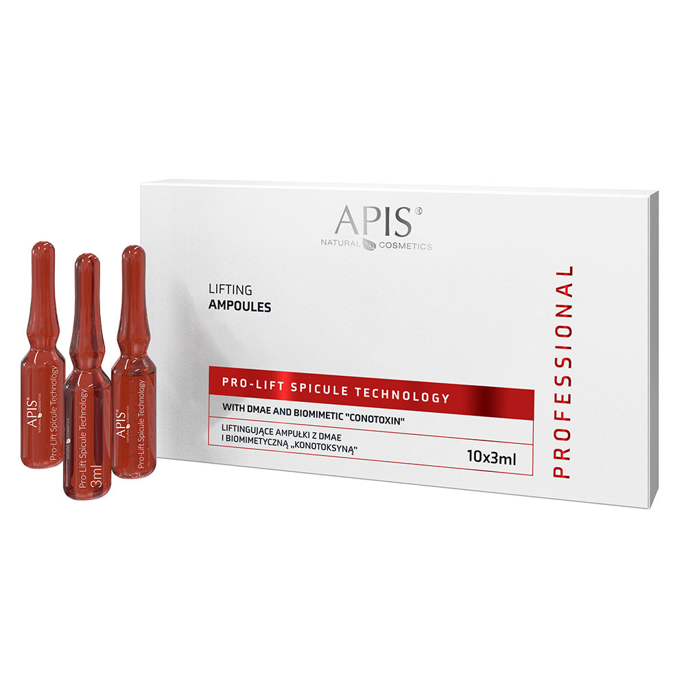 Front view of Apis Pro-Lift Lifting Ampoules with DMAE 10 x 3ml
