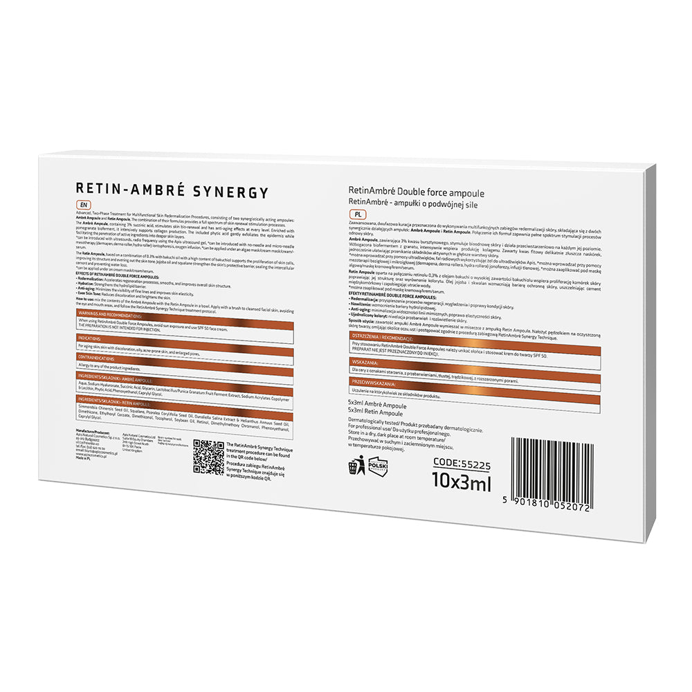 Back view of Apis Retin-Ambre Dual-Strength Ampoules packaging