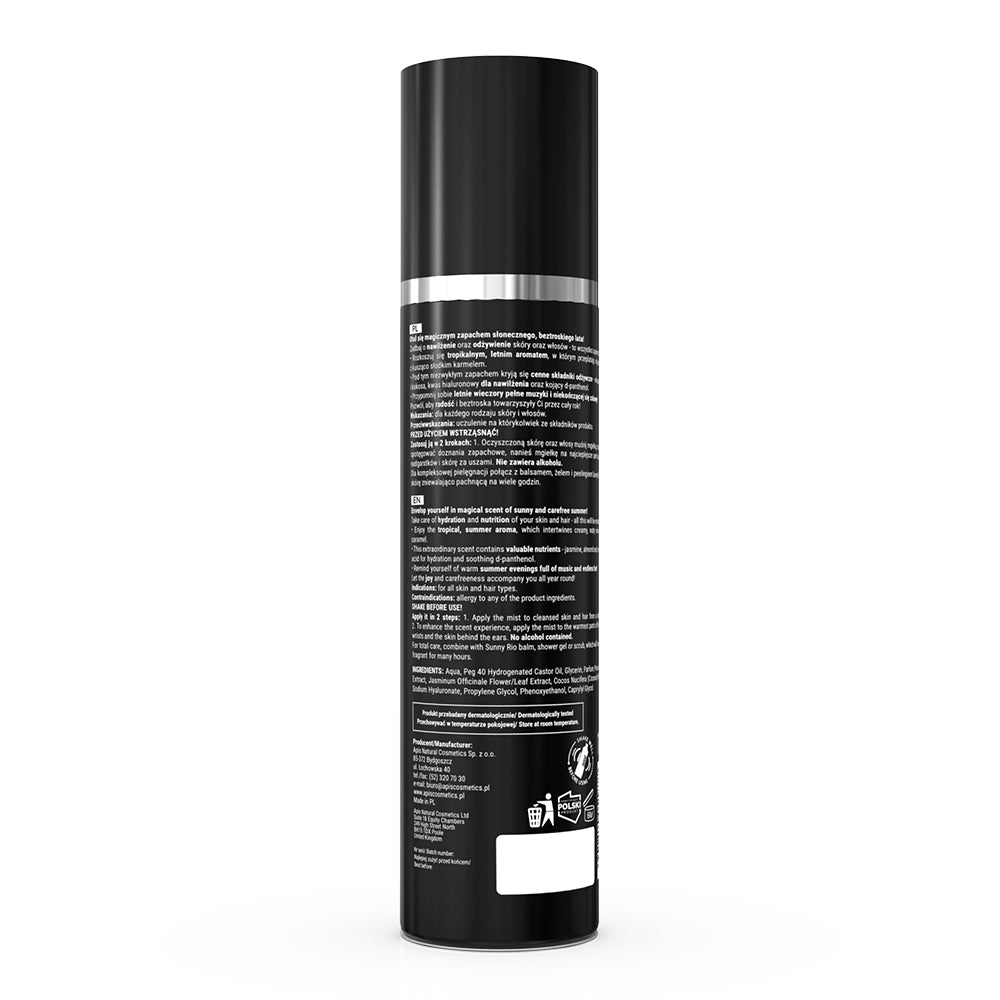Black cylindrical product with a label on a white background