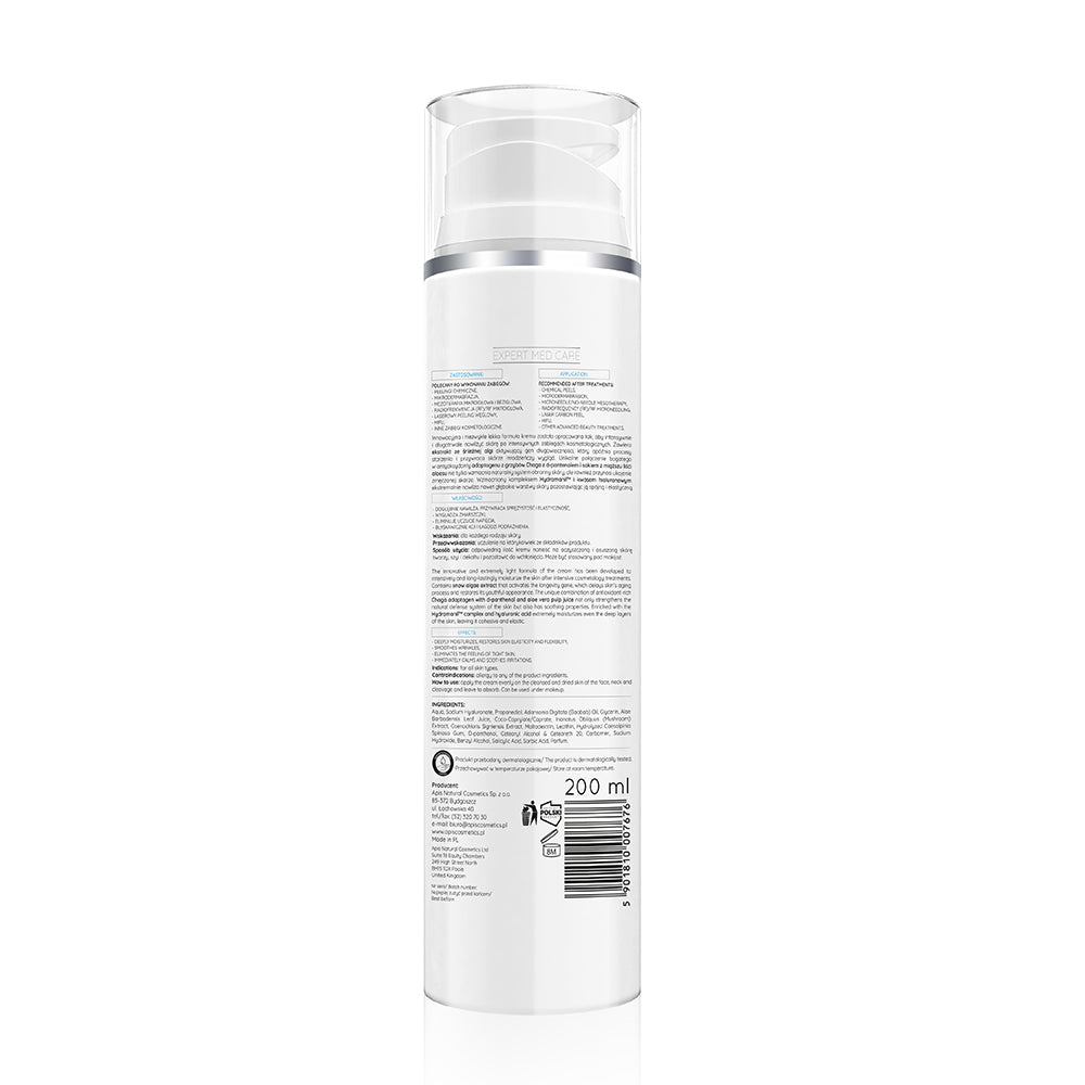 Skincare bottle with label on a white background