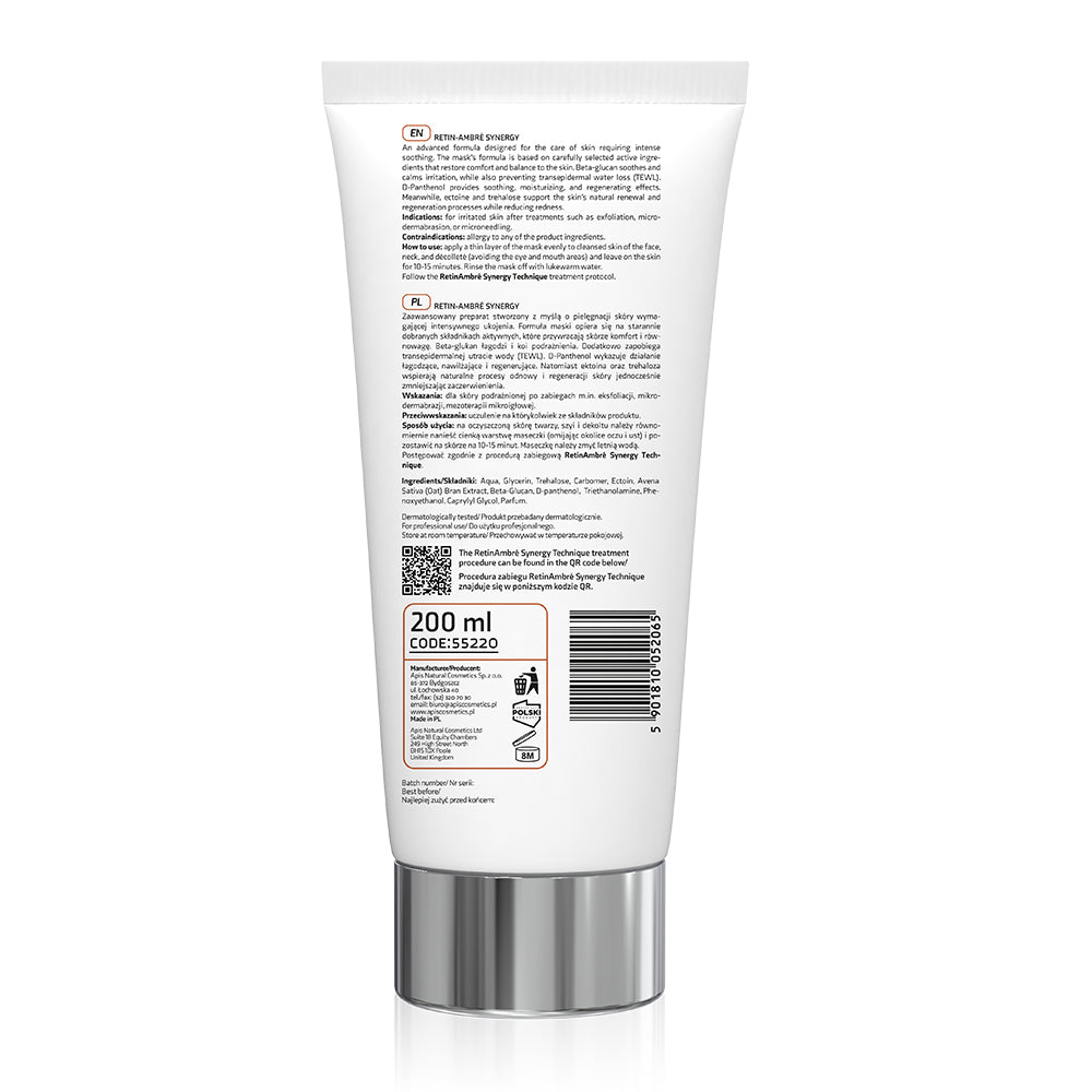Back view of Apis Retin-Ambre Soothing Mask 200ml packaging