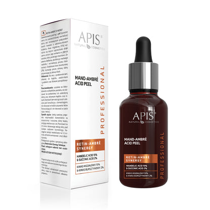 Apis Retin-Ambre Synergy Mandelic &amp; Succinic Acid Peel – 15% Mandelic Acid | 2% Succinic Acid | 30ml | Brightening &amp; Exfoliating Treatment