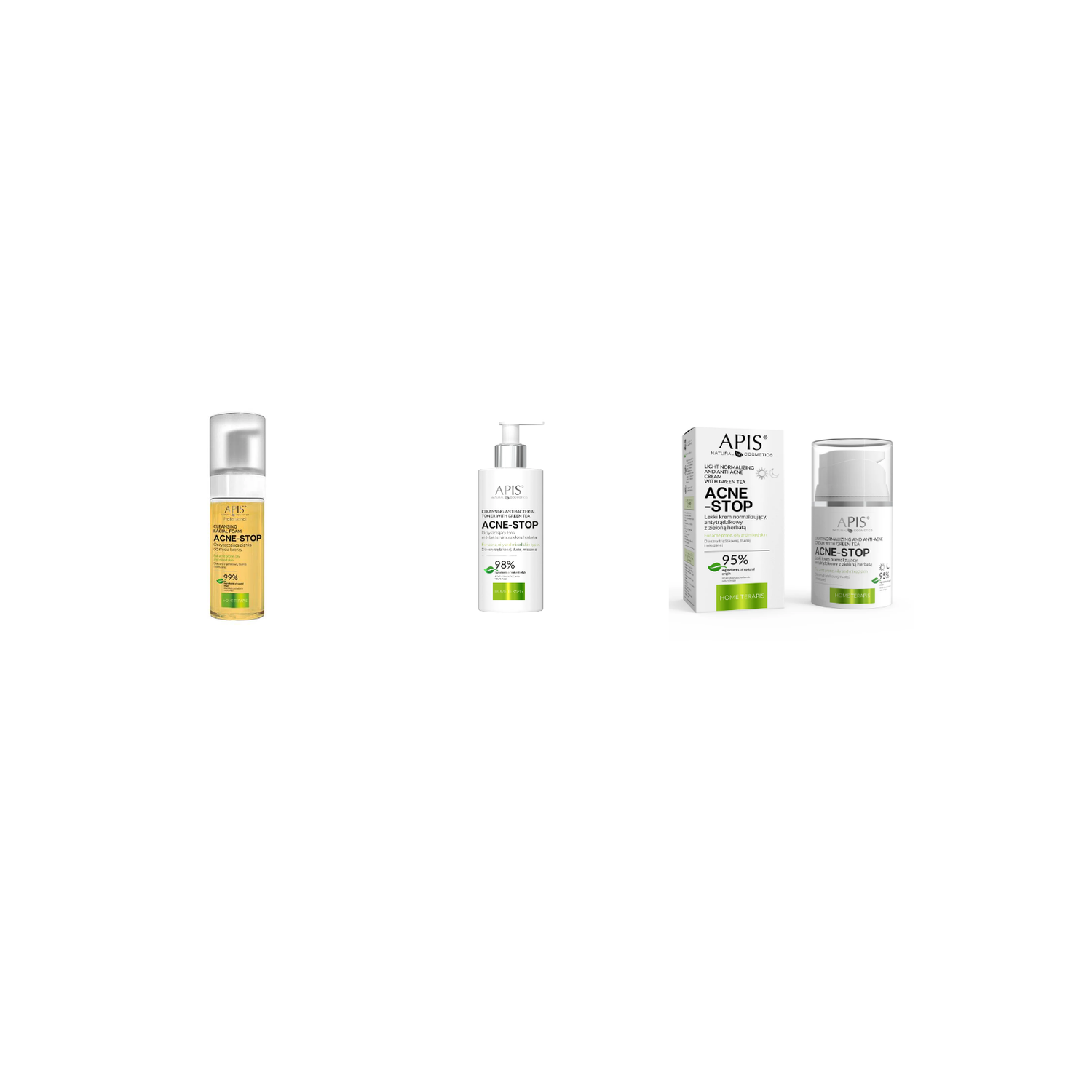 Apis Acne-Stop Clear Skin Routine bundle products on white background