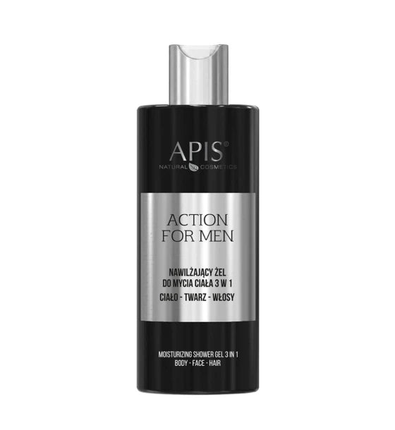 Apis Action for Men moisturising 3-in-1 body face and hair wash 500ml