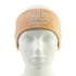 Apis beige velour cosmetic headband with logo on a white background